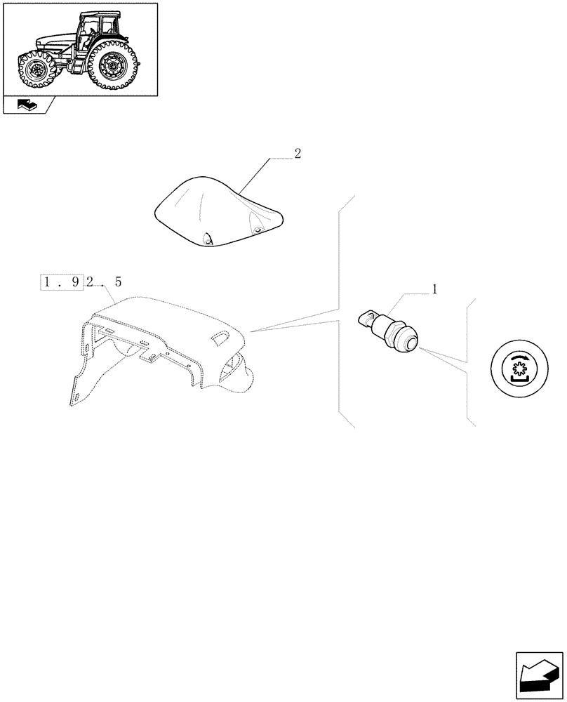 Схема запчастей Case IH FARMALL 105U - (1.91.1/04) - FENDER MOUNT PTO CONTROL WITH AUTO PTO (VAR.330833-330838) (10) - OPERATORS PLATFORM/CAB