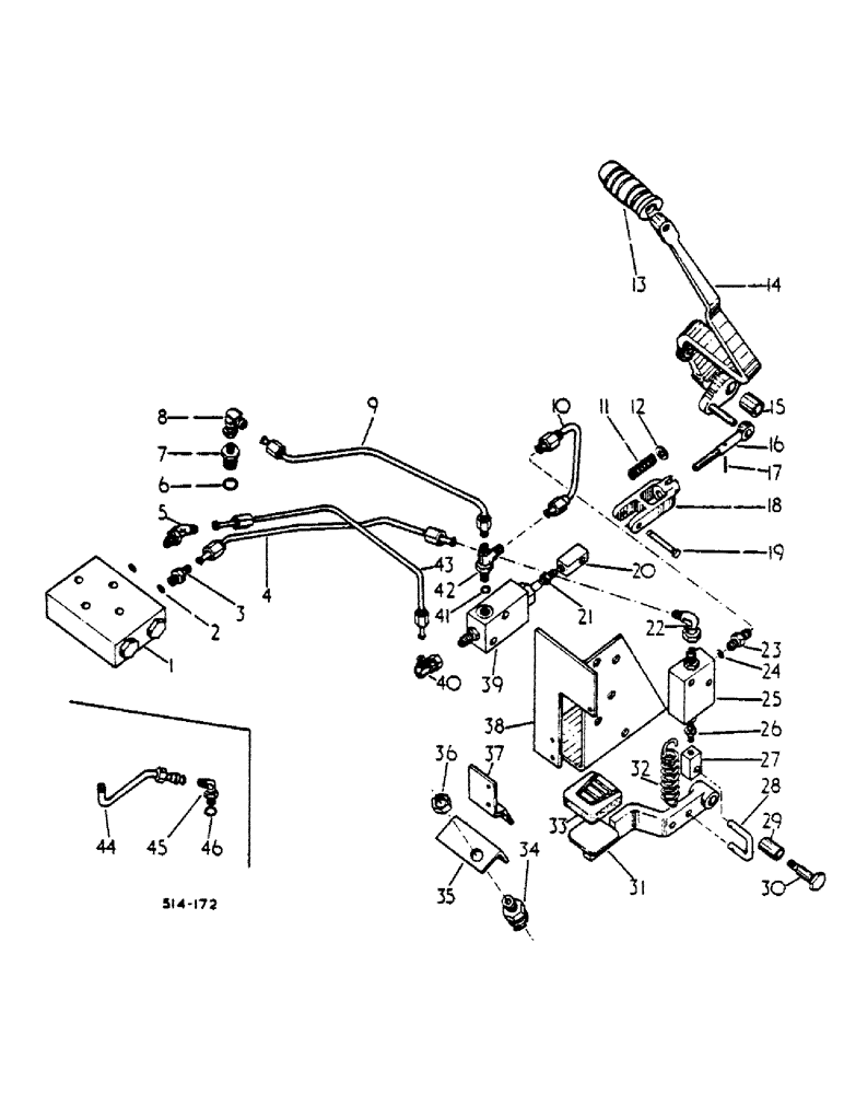 Схема запчастей Case IH 474 - (07-54) - TUBES AND VALVES FOOT SPEED CONTROLS (04) - Drive Train