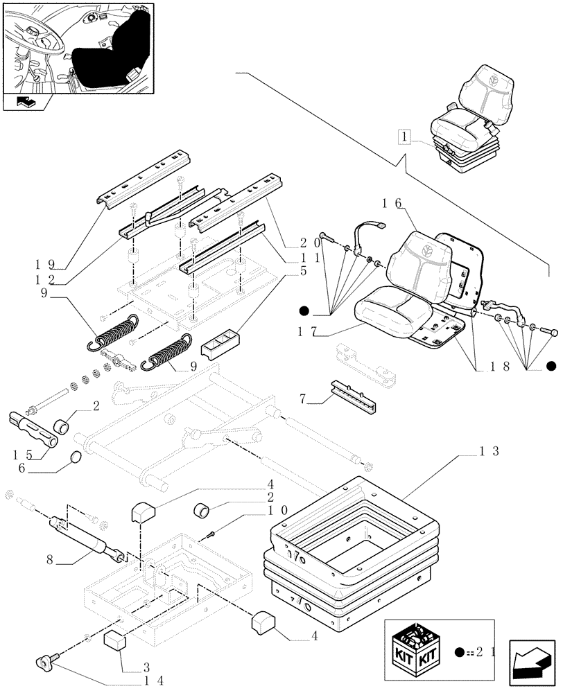 Схема запчастей Case IH FARMALL 75N - (1.92.85/01D) - FABRIC SEAT WITH BELTS BREAKDOWN - W/CAB (10) - OPERATORS PLATFORM/CAB