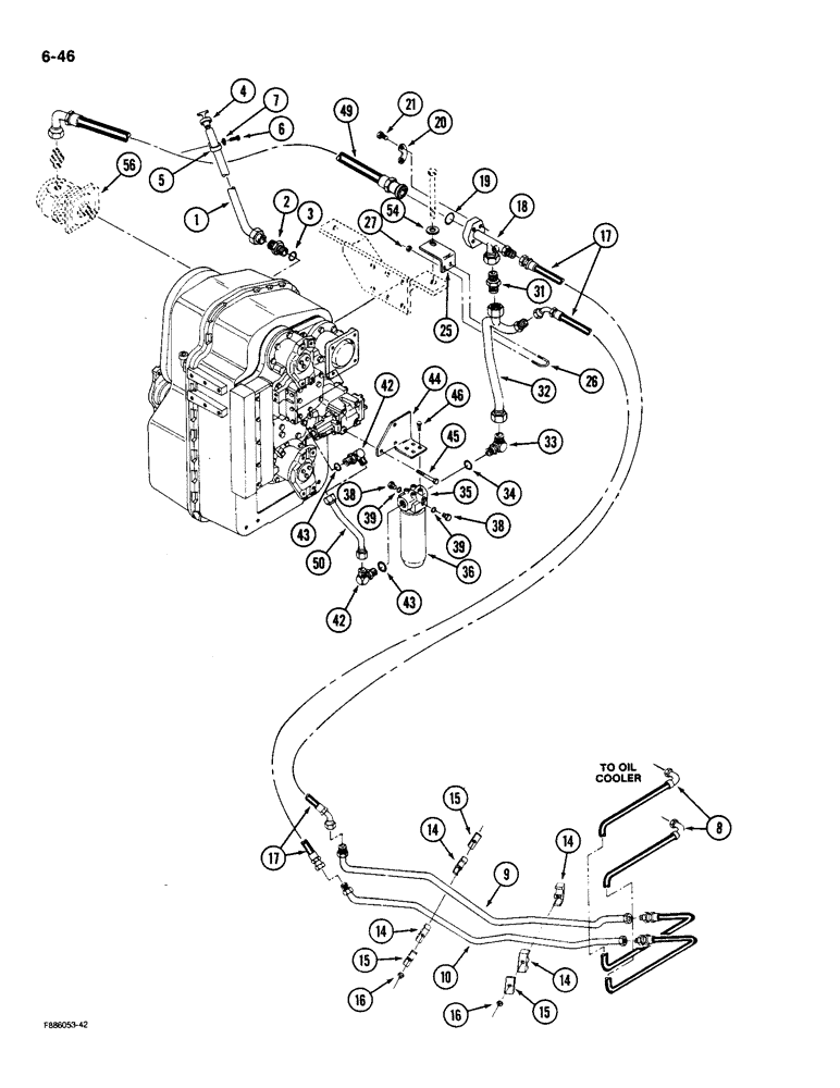 Схема запчастей Case IH 9180 - (6-46) - TRANSMISSION LUBE TRANSMISSION TO OIL COOLER (06) - POWER TRAIN