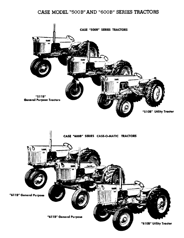 Схема запчастей Case IH 500B-SERIES - (001) - CASE MODEL "500B" AND "600B" SERIES TRACTORS (00) - PICTORIAL INDEX