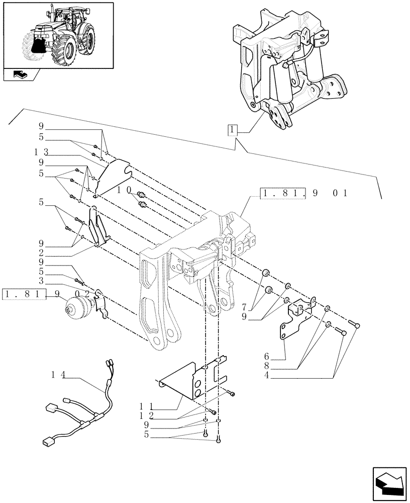 Схема запчастей Case IH PUMA 210 - (1.81.9[03]) - (VAR.088 ) FRONT HPL FOR REAR REMOTES LESS PTO, LESS AUX. COUPLERS - BRACKETS - C6726 (07) - HYDRAULIC SYSTEM