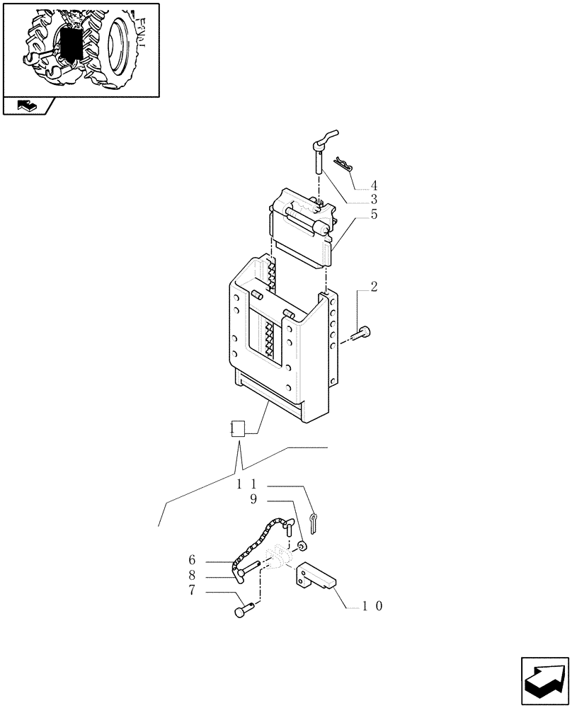 Схема запчастей Case IH PUMA 210 - (1.89.5/02[01]) - (VAR.887) SLIDER TOW HOOK W/SWIVEL COUPLING & PITON, LESS SWINGING DRAWBAR - FRENCH TYPE - C6405 (09) - IMPLEMENT LIFT