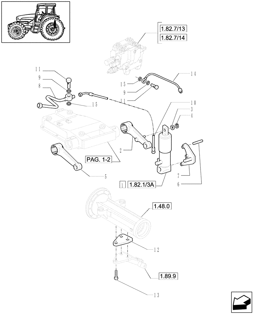 Схема запчастей Case IH JX80U - (1.82.0/02[03]) - (VAR.832-836) ELECTRONIC LIFTING - PIPES, ARMS (07) - HYDRAULIC SYSTEM