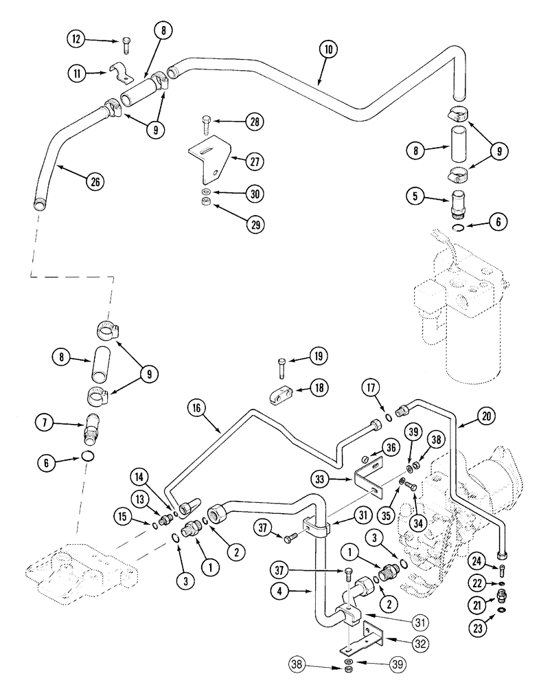 Схема запчастей Case IH 5120 - (8-42) - HYDRAULIC, REMOTE AUXILIARY PIPES (08) - HYDRAULICS