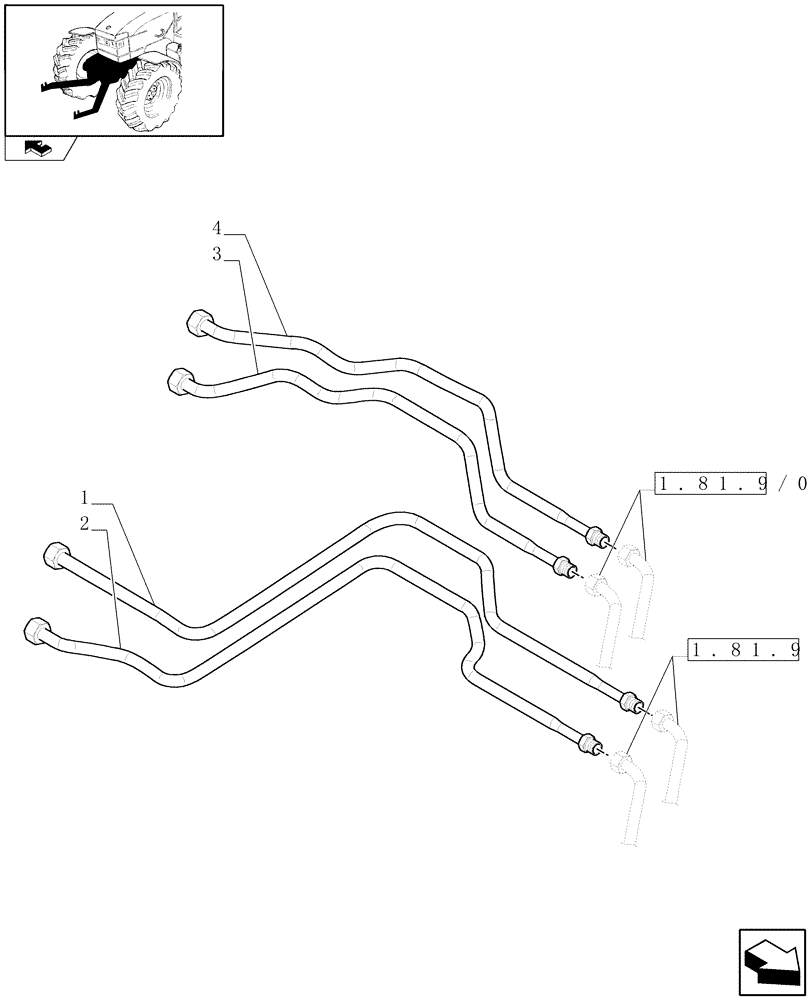 Схема запчастей Case IH PUMA 180 - (1.81.9/03[05]) - (VAR.090) FRONT HPL FOR MID MOUNT REMOTES LESS PTO, WITH AUX. COUPLERS - PIPES - C6726 (07) - HYDRAULIC SYSTEM