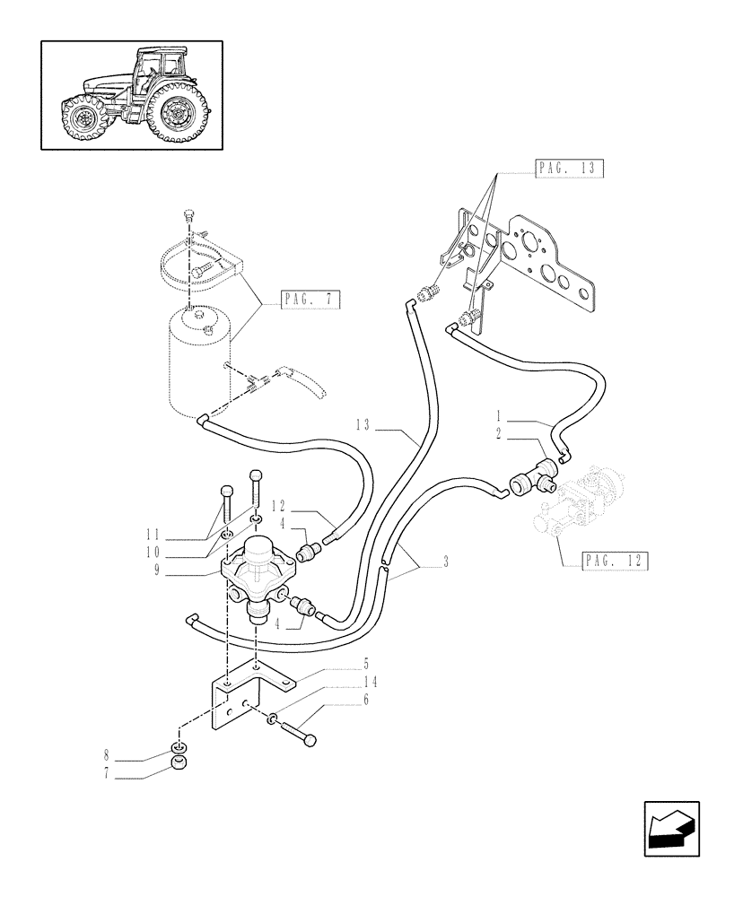 Схема запчастей Case IH MXM175 - (1.68.6/01[10]) - (VAR.385) TRAILER AIR BRAKE GERMANY - TRAILER BRAKE CONTROL VALVE AND PIPES (05) - REAR AXLE