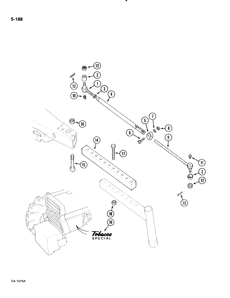 Схема запчастей Case IH 885 - (5-188) - AXLE EXTENSION, FRONT, TOBACCO SPECIAL (05) - STEERING