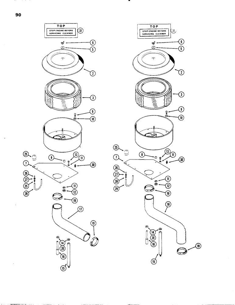 Схема запчастей Case IH 336D - (090) - AIR CLEANER, DRY II, 336DT AND 336D DIESEL ENGINES, D 