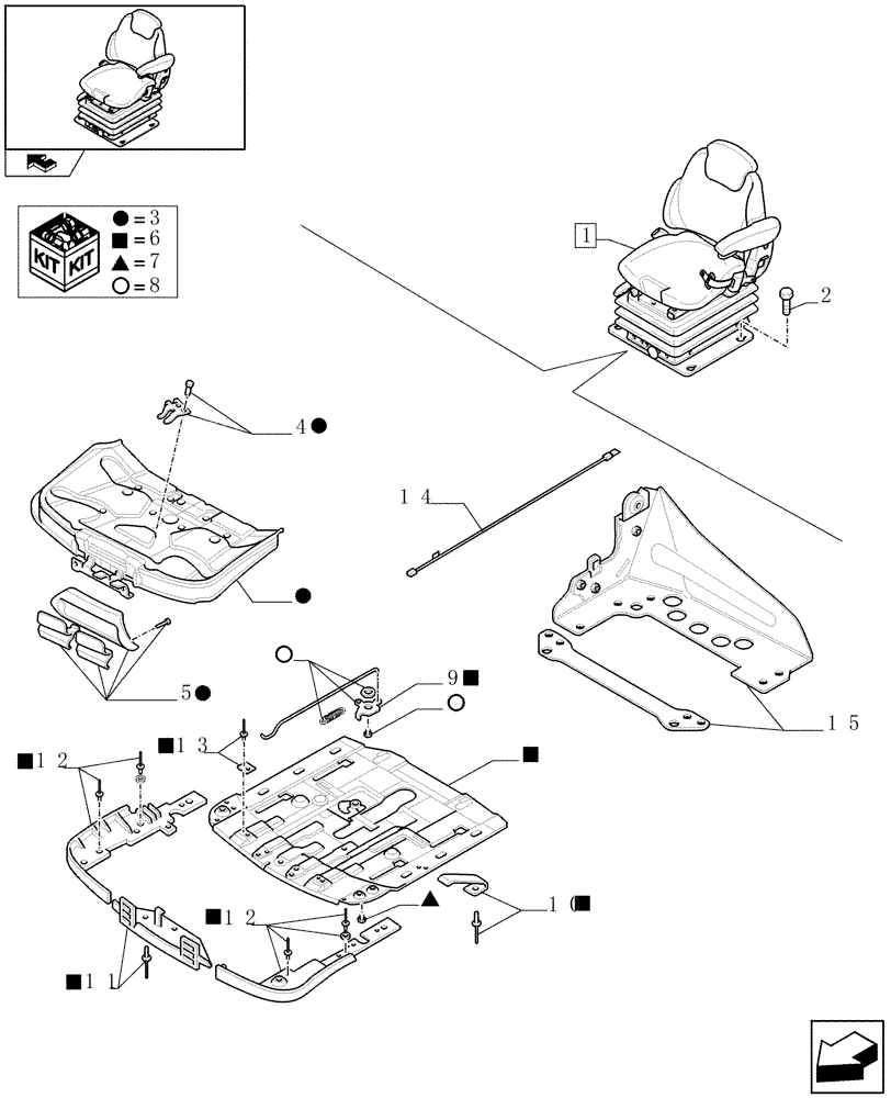 Схема запчастей Case IH PUMA 155 - (1.93.3/01A[03]) - DELUXE SEAT WITH LOW FREQUENCY AIR SUSPENSION, HEATED CUSHIONS, BELT AND SWITCH - BREAKDOWN (10) - OPERATORS PLATFORM/CAB