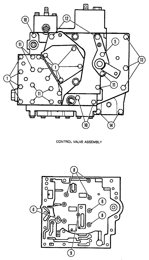 Схема запчастей Case IH 7250 - (6-038) - TRANSMISSION CONTROL VALVE ASSEMBLY, VALVE BOLTS AND PATTERN (06) - POWER TRAIN