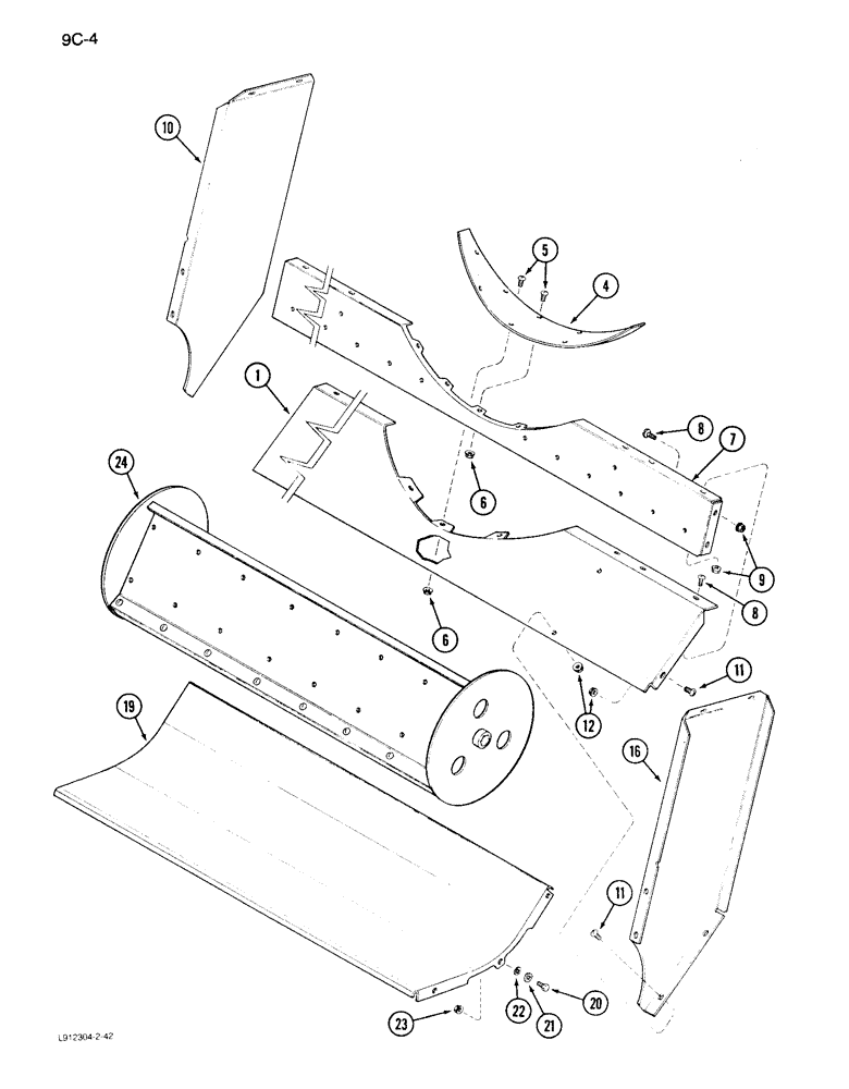 Схема запчастей Case IH 1640 - (9C-04) - DISCHARGE BEATER BOTTOM (15) - BEATER & CLEANING FANS