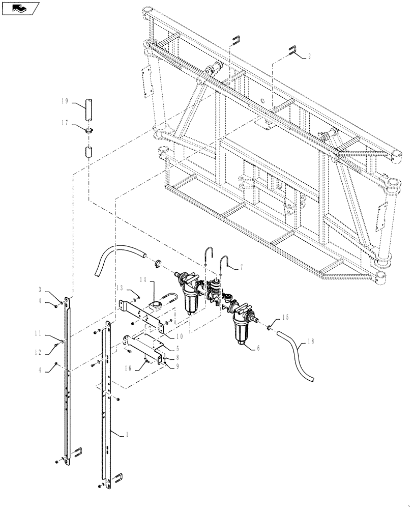 Схема запчастей Case IH 3230 - (75.120.54) - PLUMBING, CENTER SECTION, 5 & 6 SECTION (75) - SOIL PREPARATION