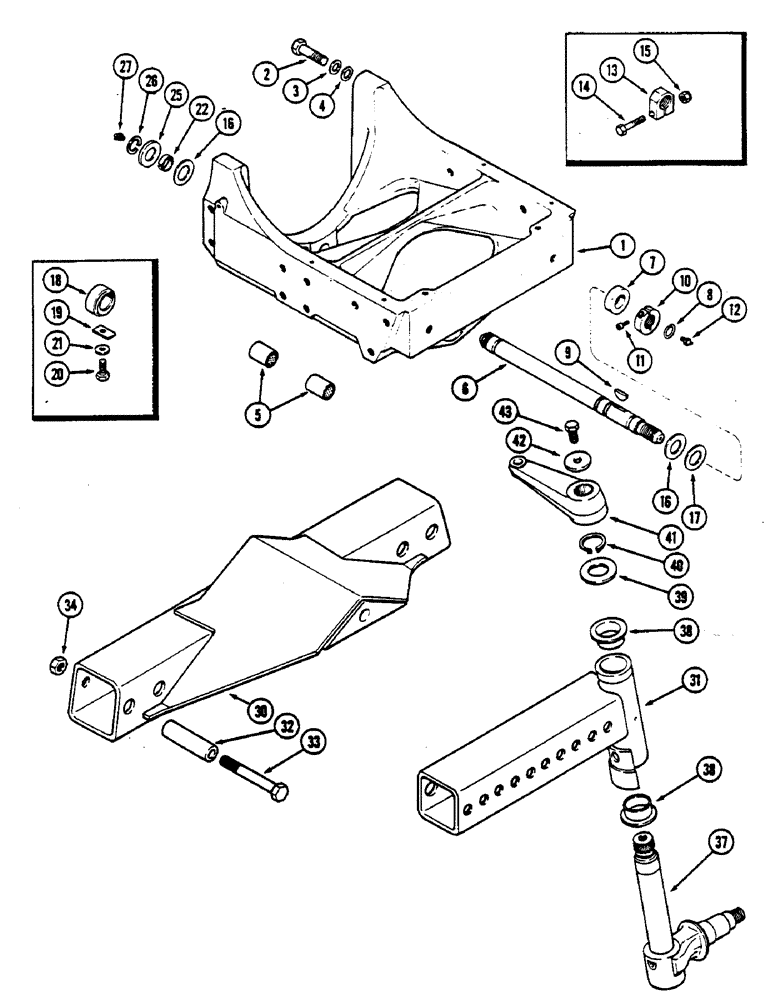 Схема запчастей Case IH 2590 - (5-160) - FRONT AXLE AND PIVOT, 104 INCHES (2641.6 MM) WHEEL BASE (05) - STEERING