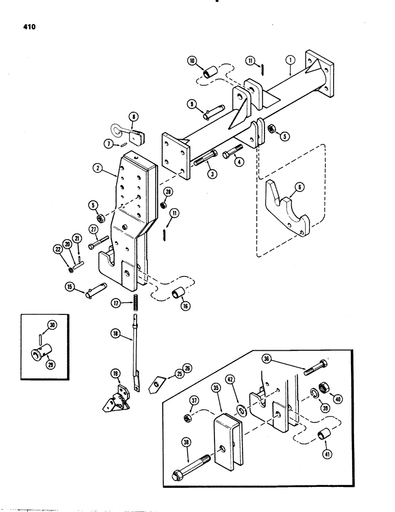 Схема запчастей Case IH 1070 - (0410) - QUICK HITCH COUPLER, CATEGORY III AND II (09) - CHASSIS/ATTACHMENTS