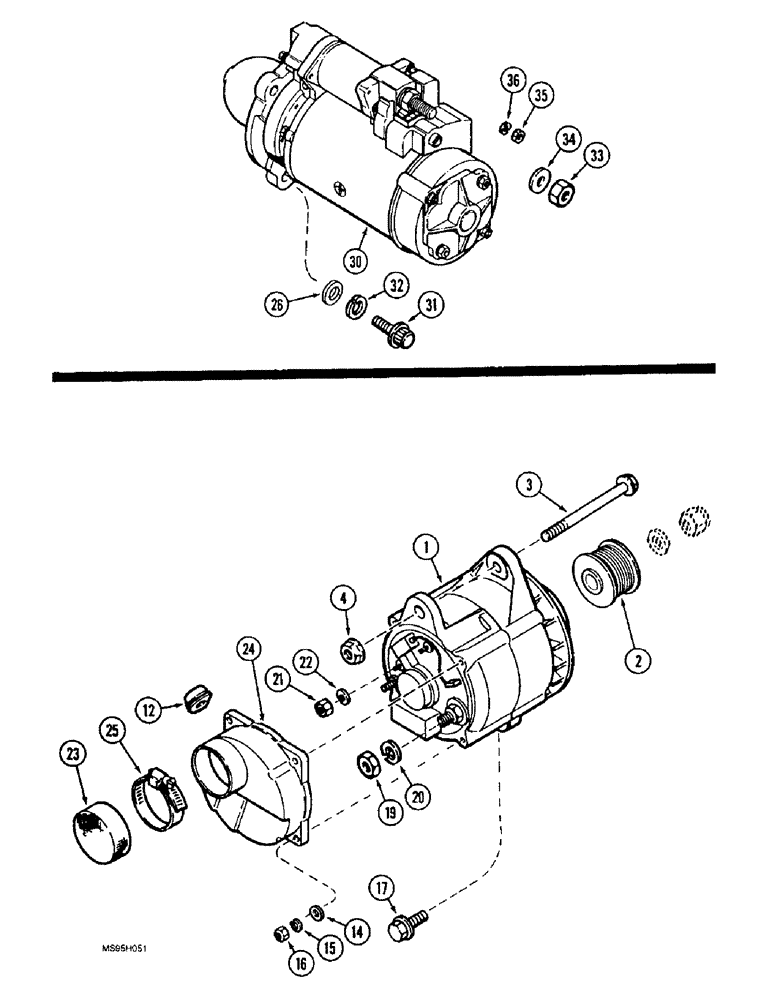 Схема запчастей Case IH 1644 - (4-44) - ALTERNATOR MOUNTING, STARTER MOUNTING (06) - ELECTRICAL