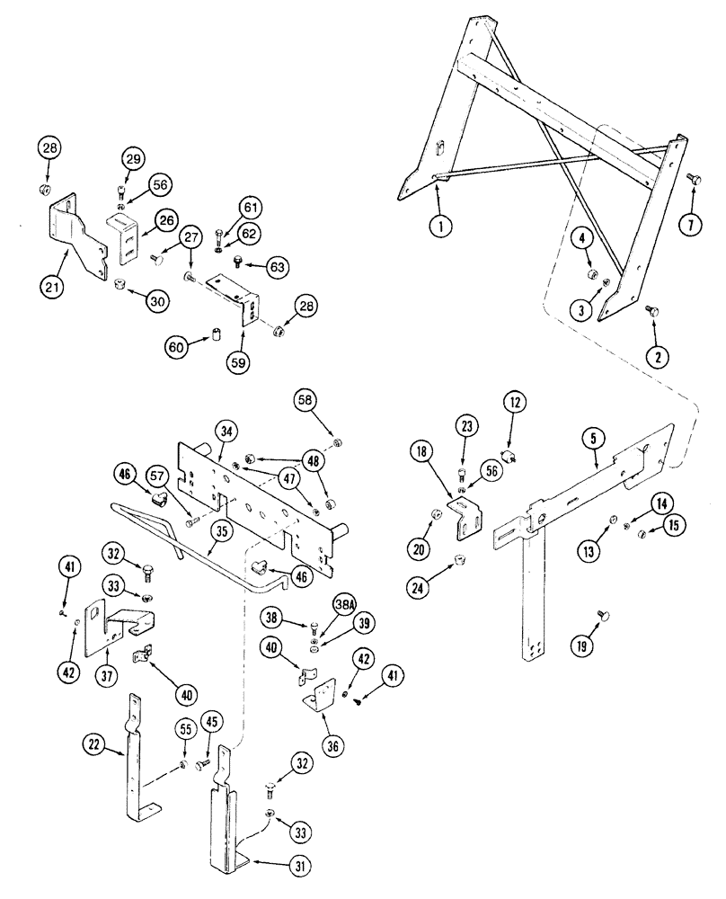 Схема запчастей Case IH 7220 - (9-022) - HOOD SUPPORTS, PRIOR TO TRACTOR P.I.N. JJA0064978 (09) - CHASSIS/ATTACHMENTS