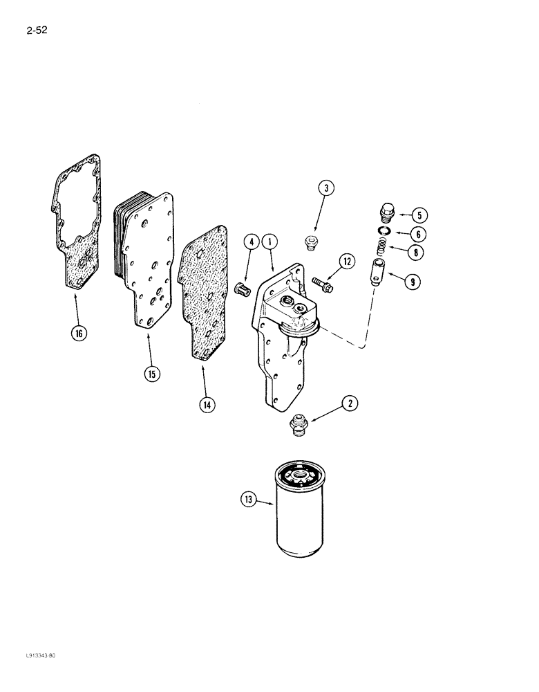 Схема запчастей Case IH 1640 - (2-52) - OIL FILTER AND COOLER, 6TA-590 ENGINE (01) - ENGINE