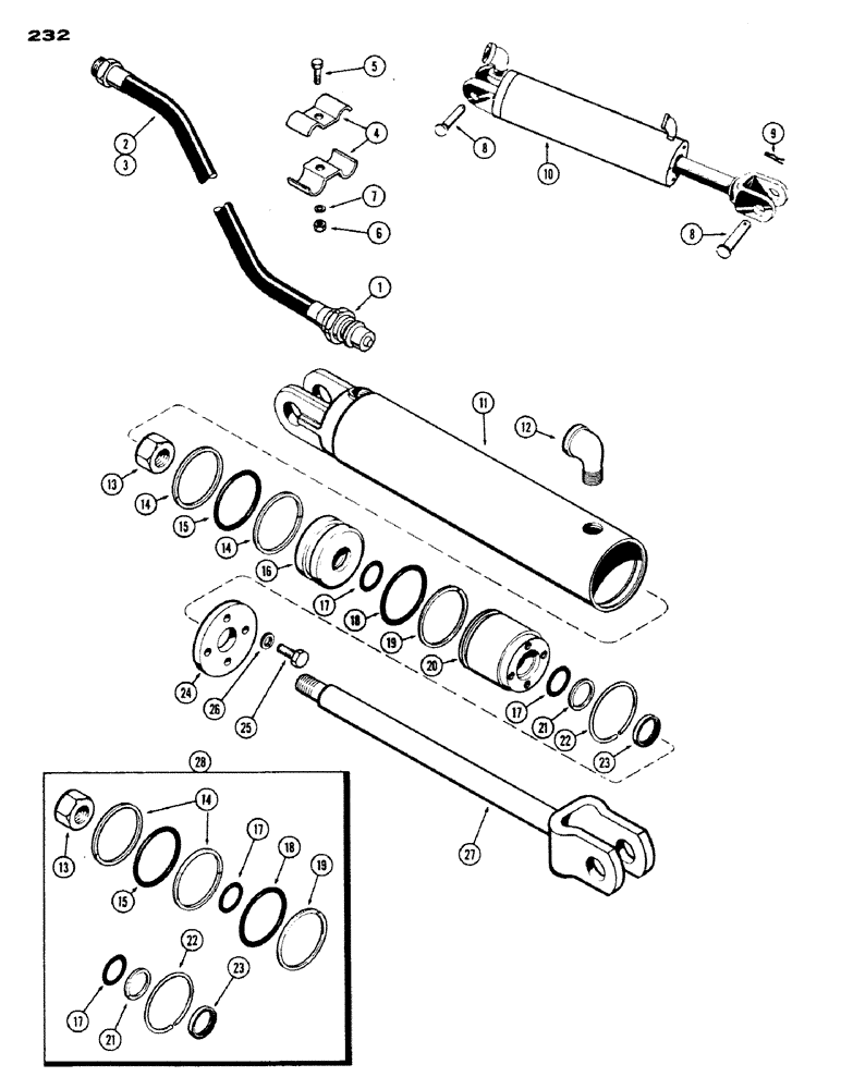 Схема запчастей Case IH 530 - (232) - 2 1/2" X 8" REMOTE HYDRAULIC CYLINDER (08) - HYDRAULICS