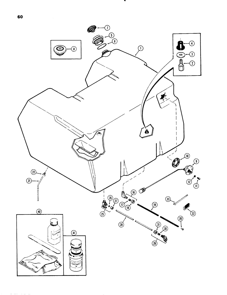 Схема запчастей Case IH 1270 - (060) - FUEL TANK AND LINES, (451BDT) DIESEL ENGINE, POLYETHLENE MATERIAL, FIRST USED P.I.N. 8815047 (03) - FUEL SYSTEM