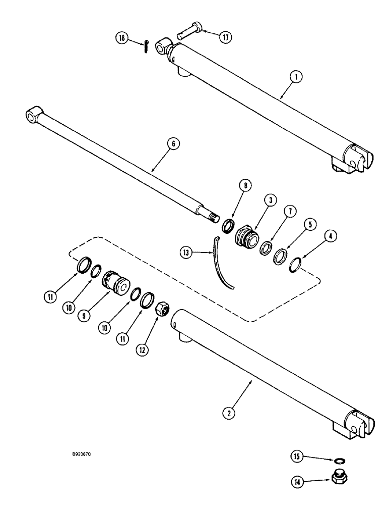 Схема запчастей Case IH 1666 - (8-76) - UNLOADER TUBE SWING CYLINDER (07) - HYDRAULICS