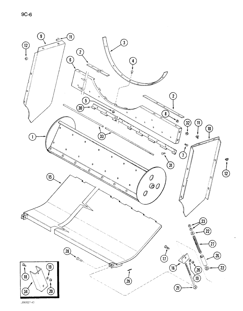 Схема запчастей Case IH 1680 - (9C-06) - DISCHARGE BEATER BOTTOM, SPRING LOADED (RICE) (15) - BEATER & CLEANING FANS