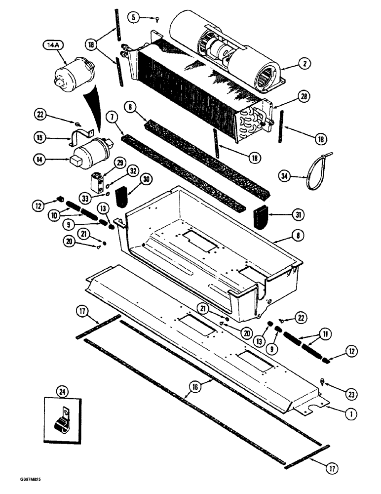 Схема запчастей Case IH 1660 - (9G-52) - HEATER AND AIR CONDITIONER SYSTEM, EVAPORATOR HEATER CORE AND BLOWER MOUNTING (10) - CAB & AIR CONDITIONING