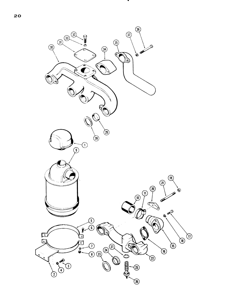 Схема запчастей Case IH 830-SERIES - (020) - AIR CLEANER, MANIFOLD, 267 DIESEL ENGINE, GROVE (02) - ENGINE