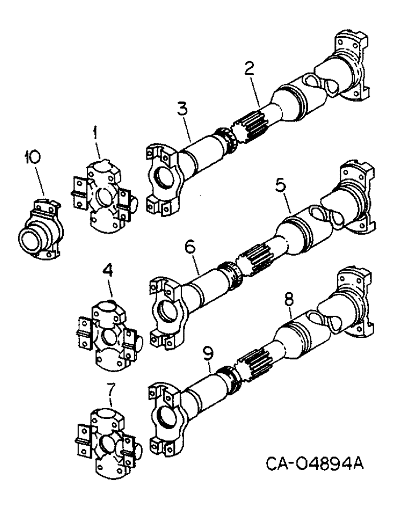 Схема запчастей Case IH 4568 - (07-17) - DRIVE TRAIN, PROPELLER SHAFT (04) - Drive Train