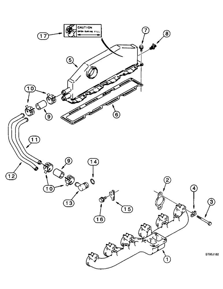 Схема запчастей Case IH 2188 - (2-26) - EXHAUST AND INTAKE AFTERCOOLER MANIFOLDS, 6TA-830 ENGINE, PRIOR TO COMBINE P.I.N. JJC0191483 (01) - ENGINE