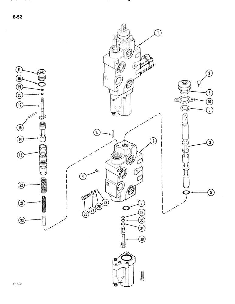 Схема запчастей Case IH 2096 - (8-052) - REMOTE VALVE SECTIONS, FIRST AND SECOND CIRCUITS (08) - HYDRAULICS