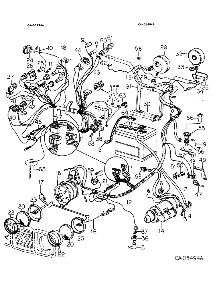 Схема запчастей Case IH HYDRO 86 - (08-05) - ELECTRICAL, ELECTRICAL WIRING, 666 AND 86 GASOLINE TRACTORS (06) - ELECTRICAL