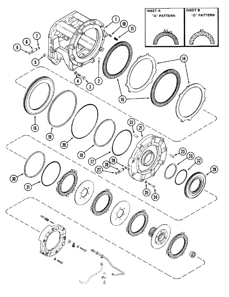 Схема запчастей Case IH 2394 - (6-034) - TRANSMISSION, (C1) AND (C4) CLUTCHES, TRANSMISSION SERIAL NO. 16260432 AND AFTER (06) - POWER TRAIN