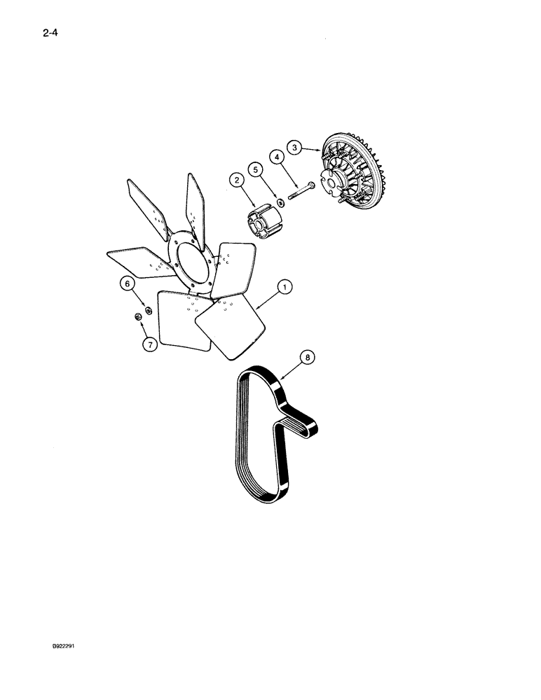 Схема запчастей Case IH 7140 - (2-004) - RADIATOR FAN AND MOUNTING PARTS (02) - ENGINE