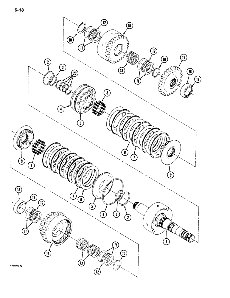 Схема запчастей Case IH 9170 - (6-18) - TRANSMISSION, 7 INCH CLUTCH PACK, SECOND (06) - POWER TRAIN