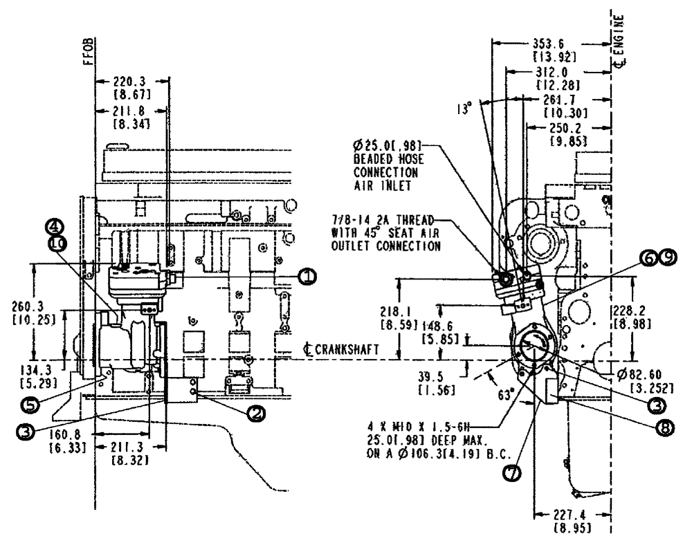 Схема запчастей Case IH TITAN 3020 - (02-009) - AIR COMPRESSOR ASSEMBLY (01) - ENGINE