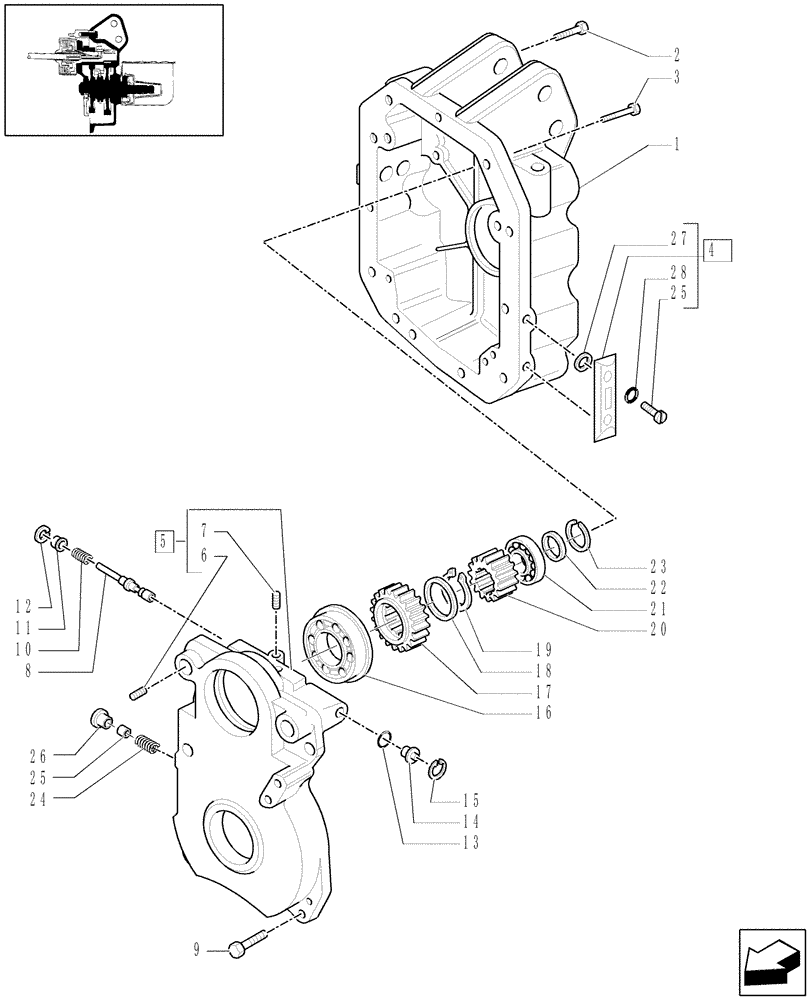 Схема запчастей Case IH MAXXUM 115 - (1.80.1[01]) - POWER TAKE-OFF 540/1000 RPM - CASING, GEARS AND SUPPORT (07) - HYDRAULIC SYSTEM