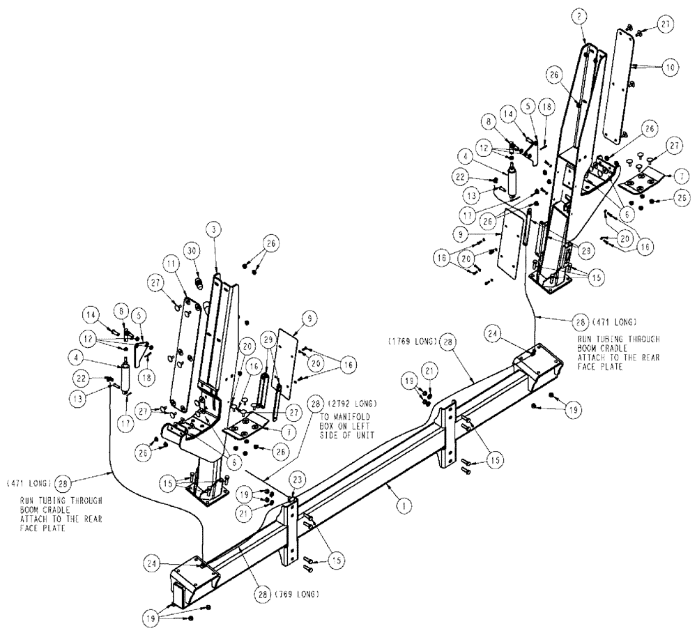 Схема запчастей Case IH 610 - (03-044) - BOOM CRADLE GROUP, 3 WHEELER (09) - BOOMS