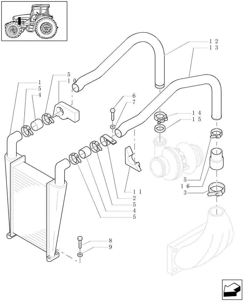 Схема запчастей Case IH MXU115 - (1.19.6) - INTERCOOLER AND PIPES (02) - ENGINE EQUIPMENT