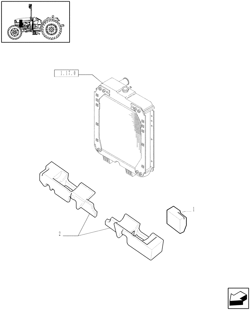 Схема запчастей Case IH JX1095C - (1.17.0/02[02]) - (VAR.030-031) FRONT HPL W/PTO & BRAKES - RADIATOR & RELATED PARTS (02) - ENGINE EQUIPMENT