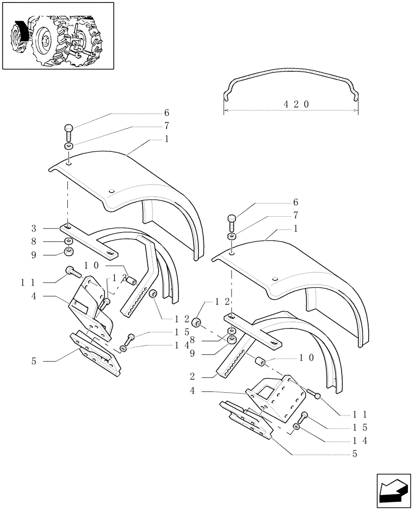 Схема запчастей Case IH MXU130 - (1.87.4) - (VAR.860) 4WD FIXED FRONT FENDERS (08) - SHEET METAL