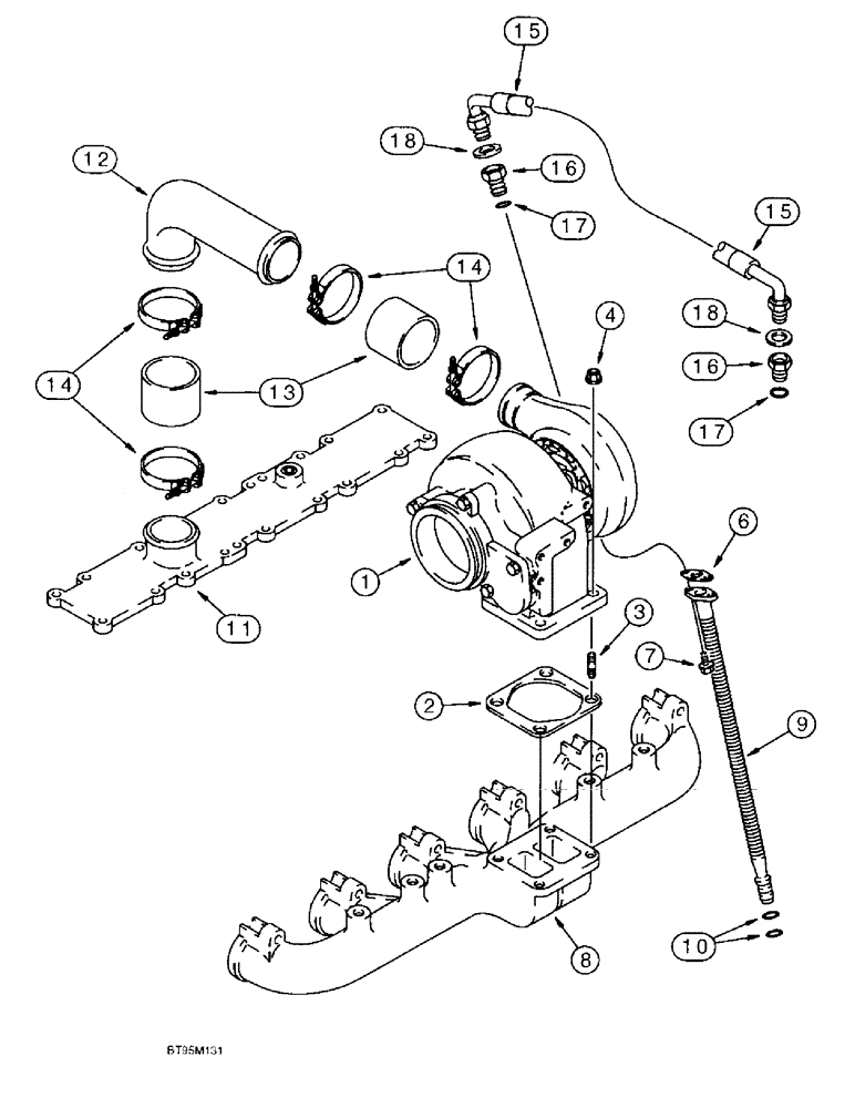 Схема запчастей Case IH 9310 - (2-024) - TURBOCHARGER SYSTEM, 6T-830 EMISSIONS CERTIFIED ENGINE, 9310 TRACTOR ONLY, S/N JEE0036501 & AFTER (02) - ENGINE