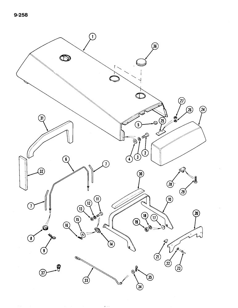 Схема запчастей Case IH 1194 - (9-258) - ENGINE HOOD AND HINGE (09) - CHASSIS/ATTACHMENTS