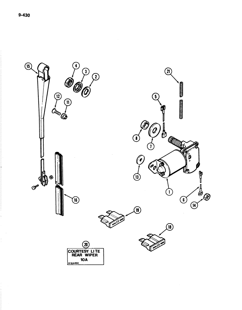 Схема запчастей Case IH 4894 - (9-430) - REAR WINDOW WIPER (09) - CHASSIS/ATTACHMENTS