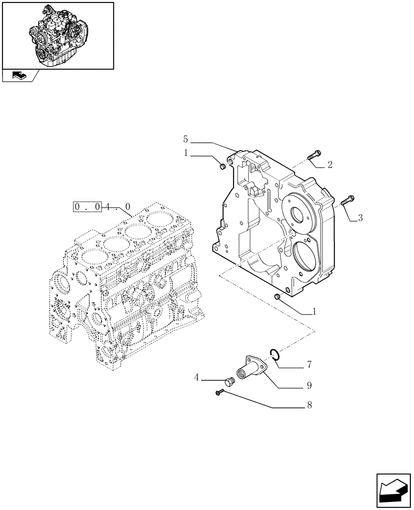 Схема запчастей Case IH F4GE9484A J600 - (0.04.3[01]) - CRANKCASE COVERS (2852682) 