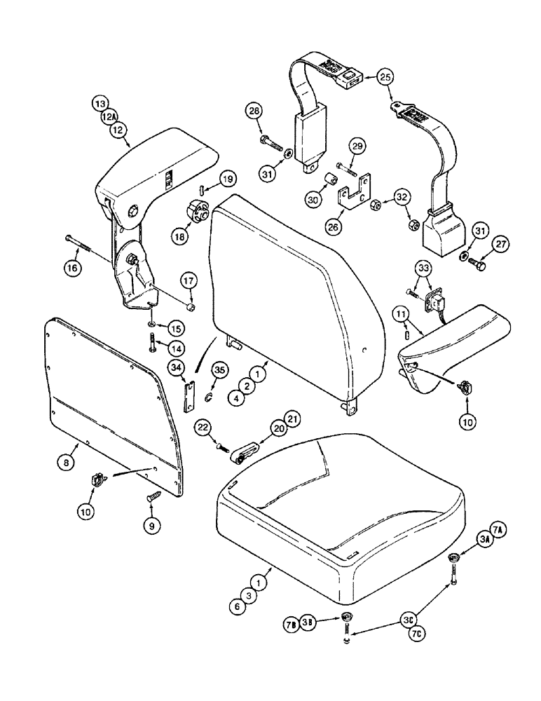 Схема запчастей Case IH 8930 - (9-052) - DELUXE AIR SUSPENSION SEAT, CUSHIONS, ARM RESTS, AND SEAT BELT (09) - CHASSIS/ATTACHMENTS