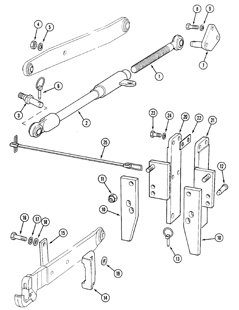 Схема запчастей Case IH 1494 - (9-360) - LINKAGE STABILIZERS AND SWAY BLOCKS, P.I.N. 11519846 AND AFTER (09) - CHASSIS/ATTACHMENTS