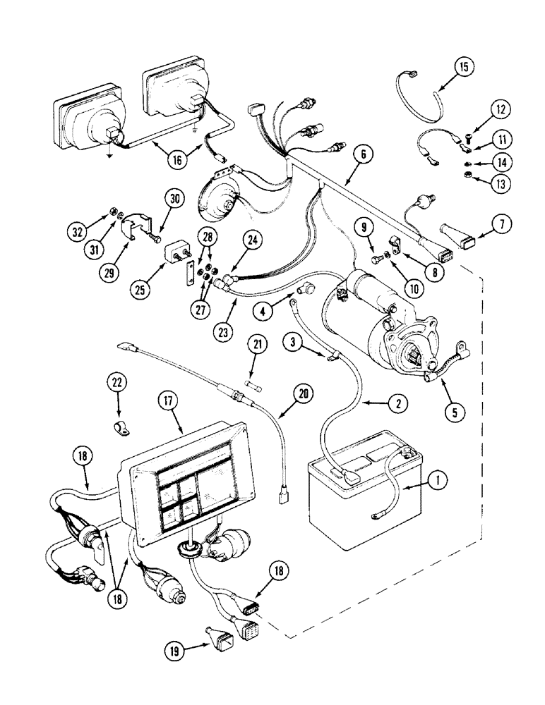 Схема запчастей Case IH 1394 - (4-054) - ELECTRICAL WIRING, CHASSIS - TRACTORS WITH CAB (04) - ELECTRICAL SYSTEMS