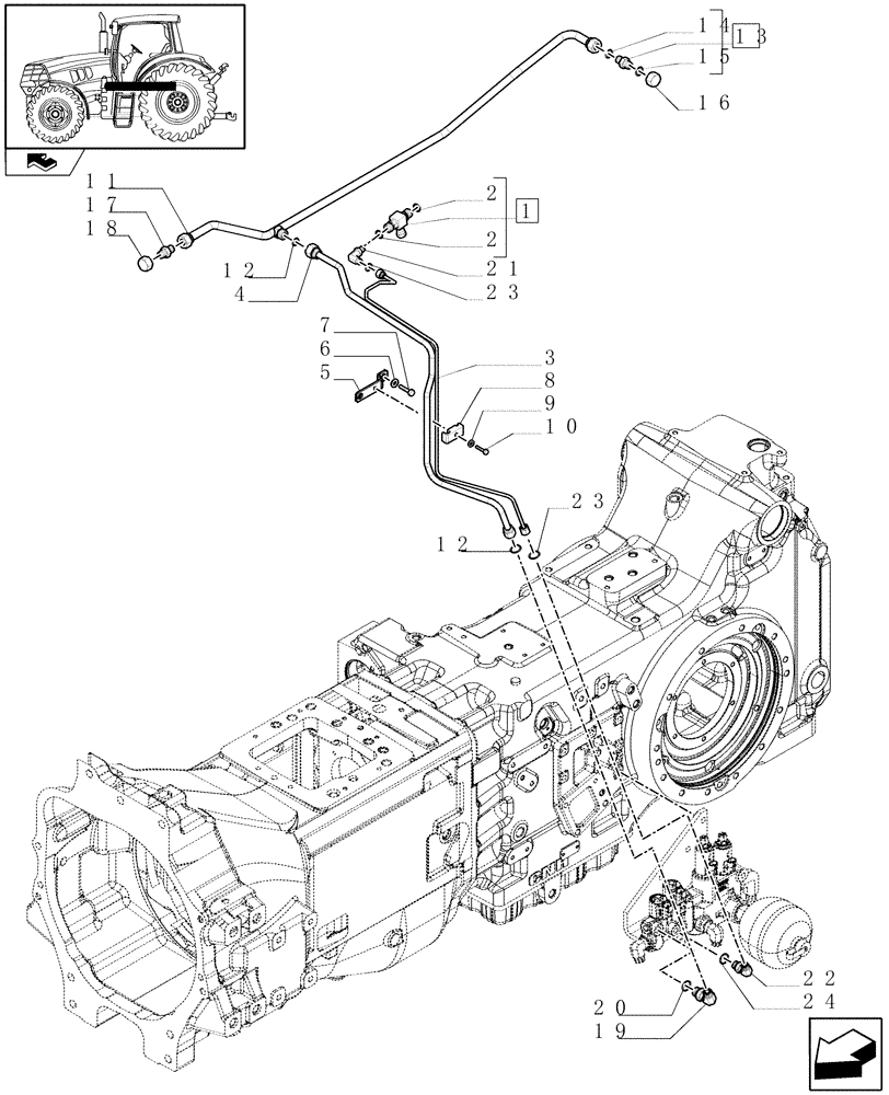 Схема запчастей Case IH PUMA 125 - (1.21.2[02]) - SUSPENDED FRONT AXLE - PIPES (VAR.330414-330427-330429-330430) (03) - TRANSMISSION