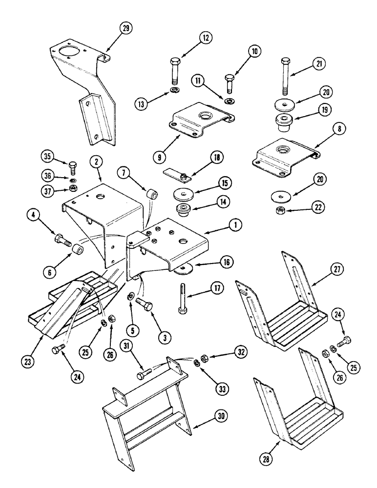 Схема запчастей Case IH 1494 - (9-444) - CAB MOUNTINGS AND STEPS, TRACTORS WITH CAB (09) - CHASSIS/ATTACHMENTS